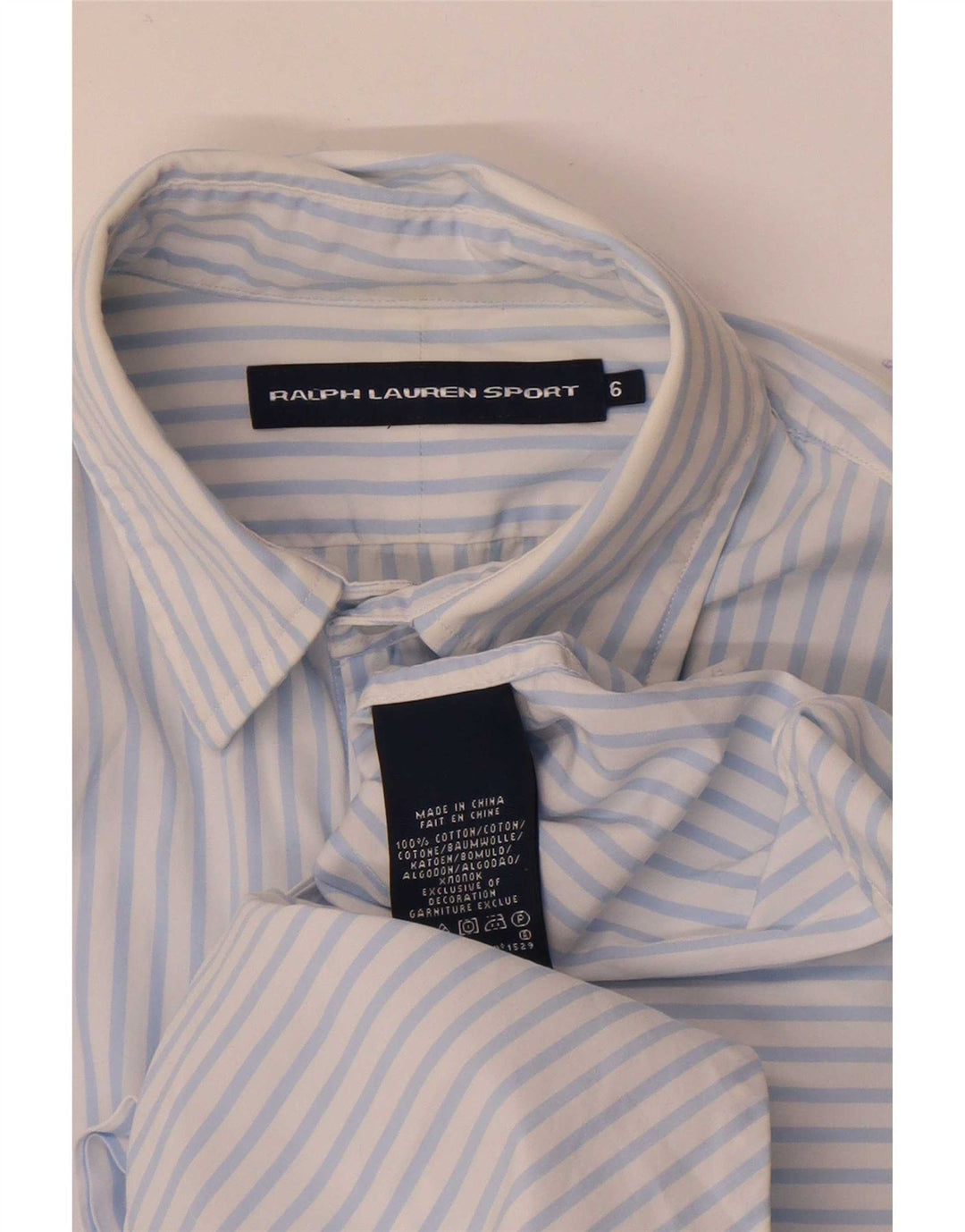 Ralph Lauren Dameskjorte US 6 Medium Blue Pinstripe Bomuld