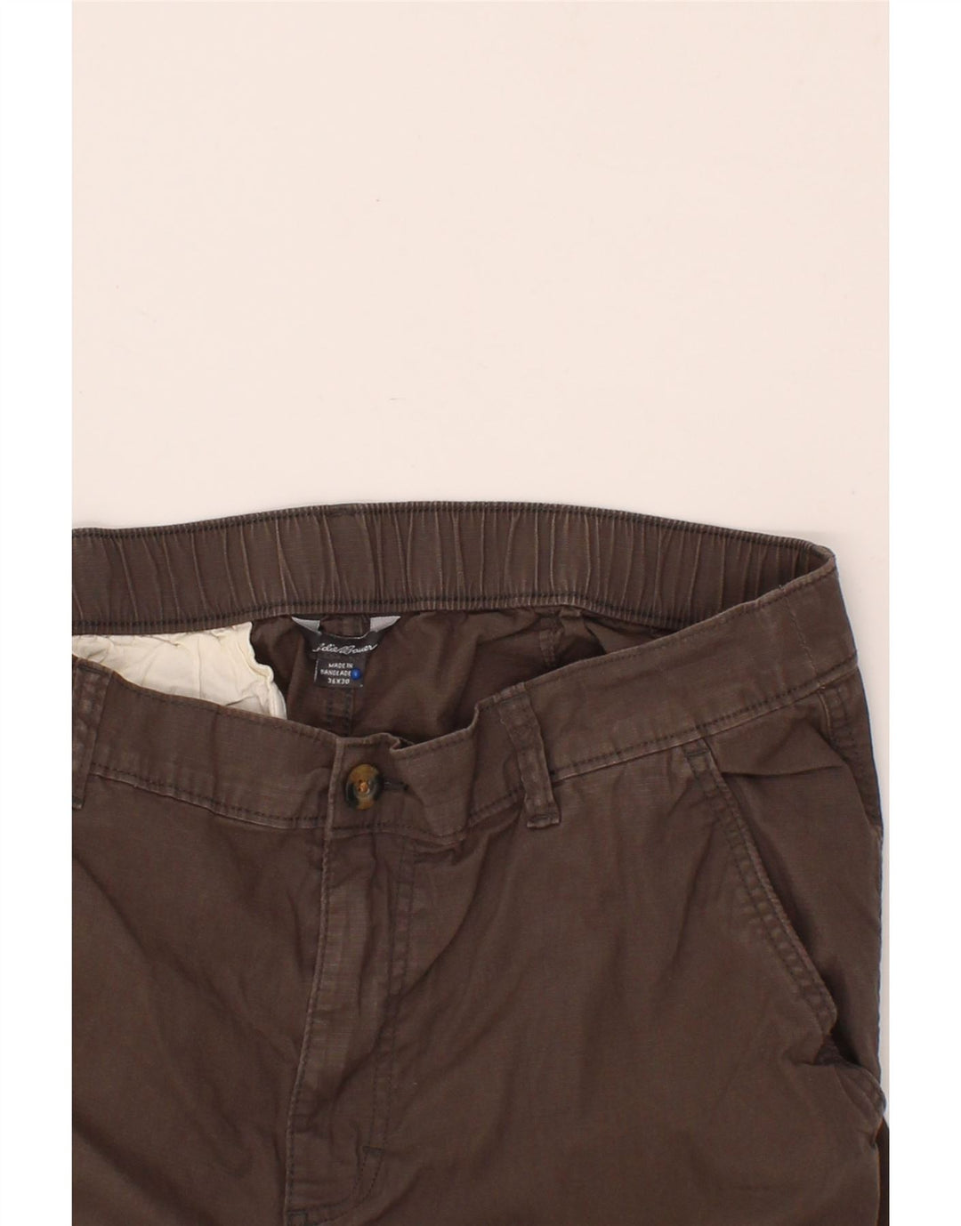 EDDIE BAUER Mens Slim Chino Trousers W36 L30 Brown Cotton Vintage Eddie Bauer and Second-Hand Eddie Bauer from Messina Hembry 