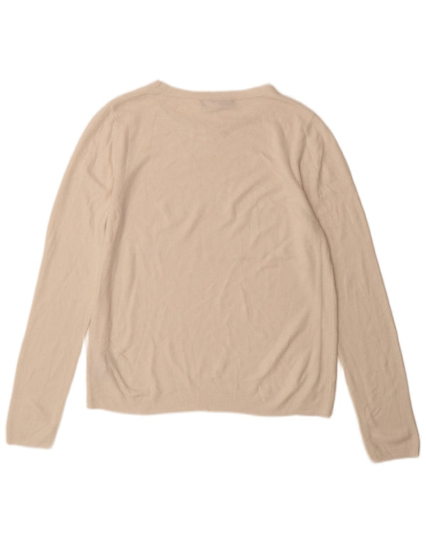 Marks & Spencer Womens Boat Neck Jumper Sweater UK 12 Medium White Acrylic