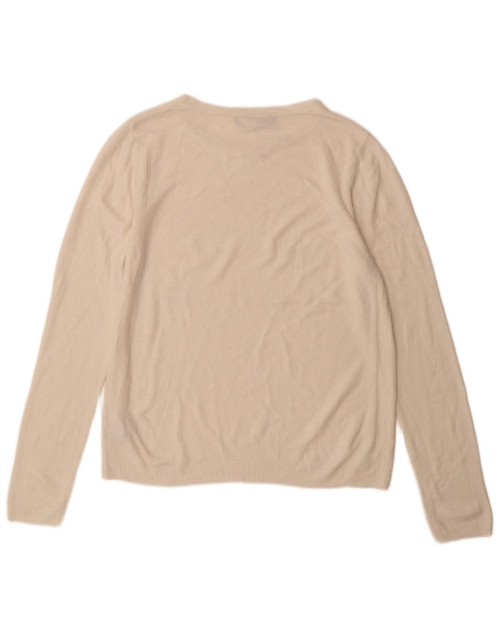 Marks & Spencer Dame Boat Neck Jumper Sweater UK 12 Medium White Acryl