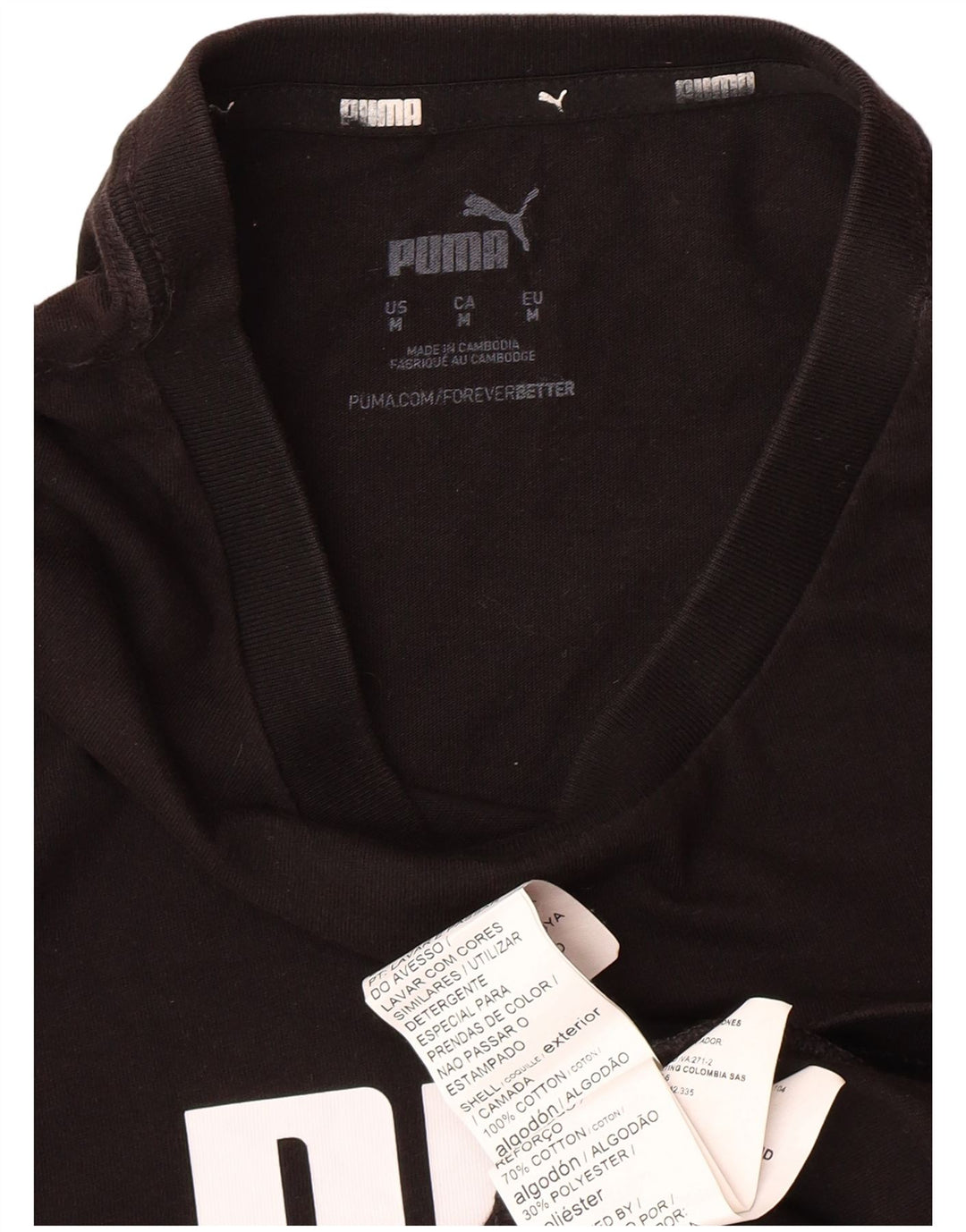 PUMA Grafisk T-shirt til mænd, medium sort bomuld