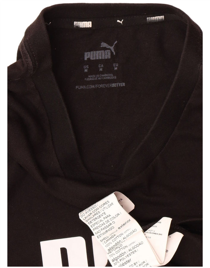 PUMA Grafisk T-shirt til mænd, medium sort bomuld