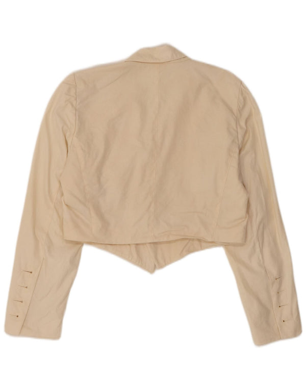 Escada Womens Open Bolero Jacket EU 36 Small Beige Bomuld