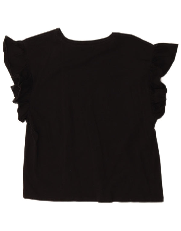 Zara Womens Crop T-Shirt Top UK 10 Small Black Cotton
