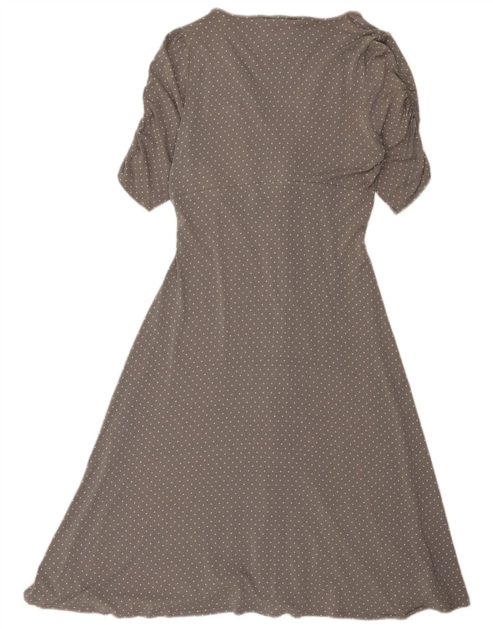 East Womens A-Line Kjole UK 14 Medium Grey Spotted Viscose