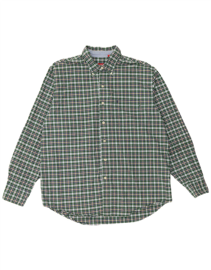 IZOD Herreskjorte Stor Grøn Plaid Bomuld