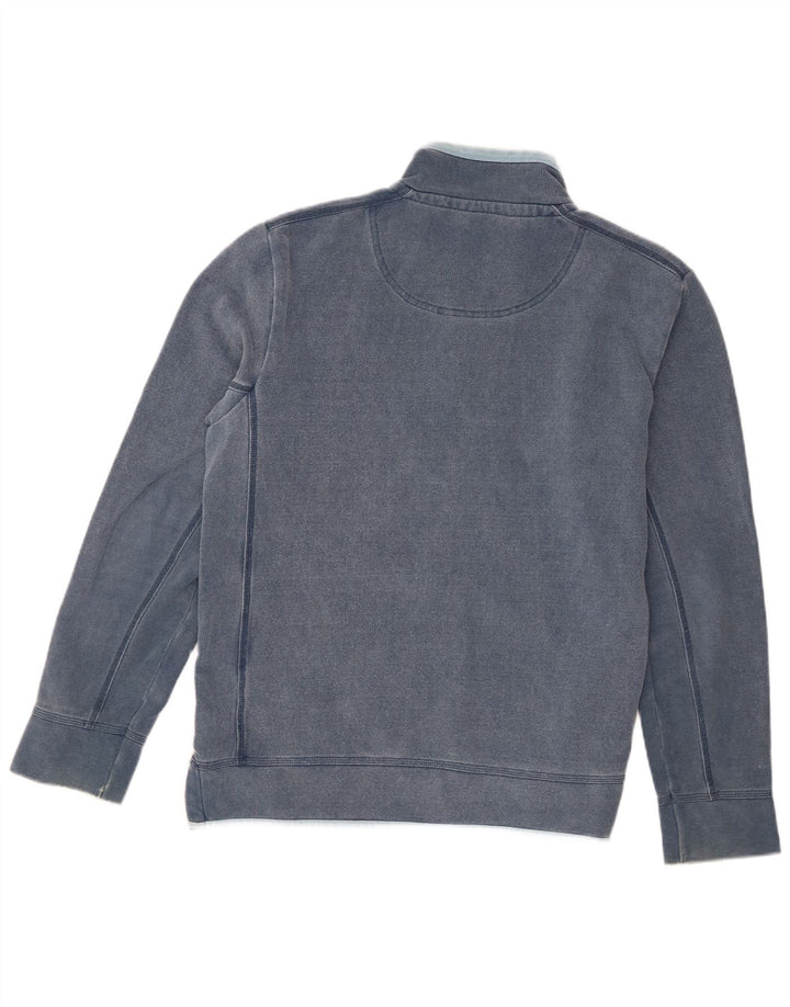 Fedt ansigt herre lynlås-hals sweater jumper medium blå bomuld