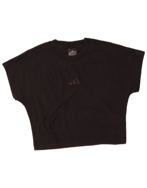 Adidas Womens Crop T-Shirt Top UK 8/10 Small Black Bomuld