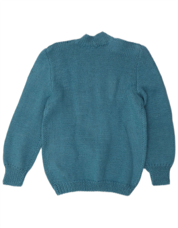 Vintage Dame Turtle Neck Jumper Sweater UK 8 Small Turkis Classic