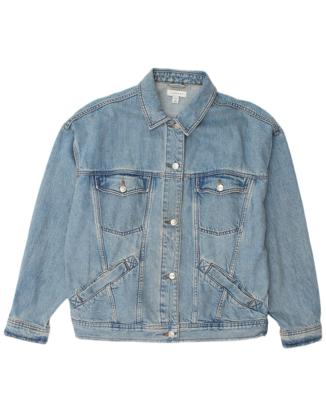 Topshop Dame denimjakke UK 12 Medium Blue Bomuld