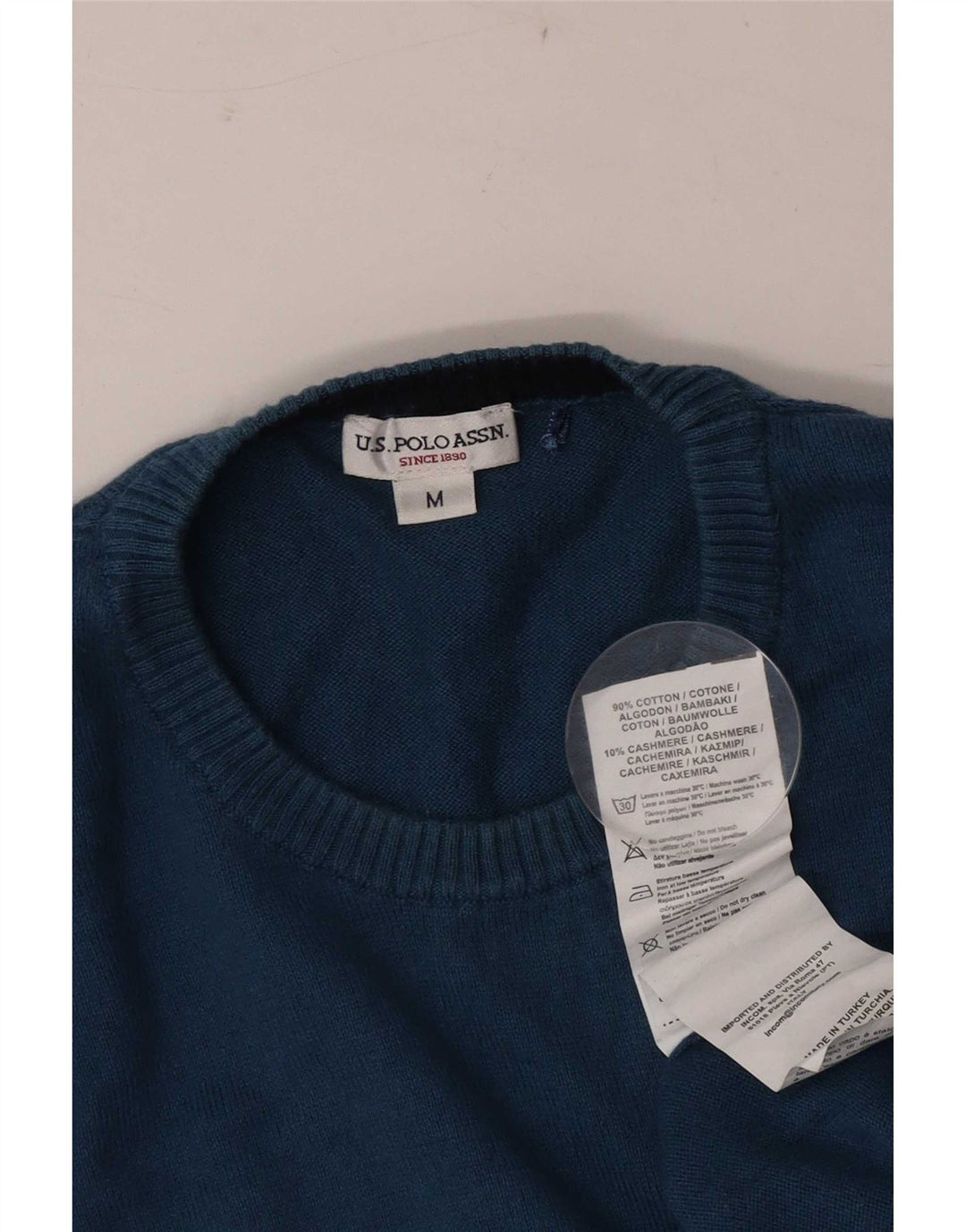 U.S. Polo Assn. Herre rund hals sweater mellemblå bomuld
