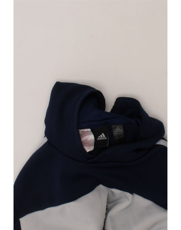 ADIDAS Boys Hoodie Jumper 11-12 Years Grey Colourblock Polyester Vintage Adidas and Second-Hand Adidas from Messina Hembry 