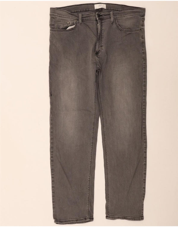 Marks & Spencer Straight Jeans til mænd W38 L33 Grå bomuld