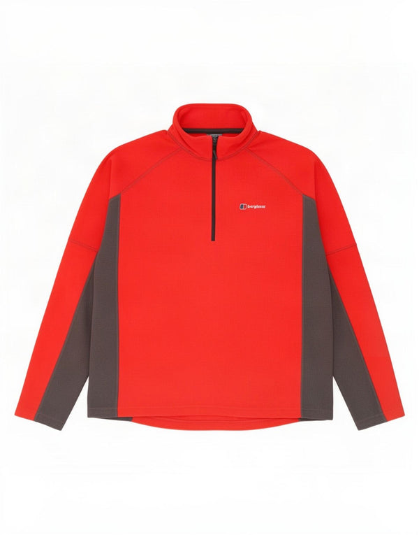 Berghaus Fleece Jumper med lynlås til mænd XL Rød Colourblock