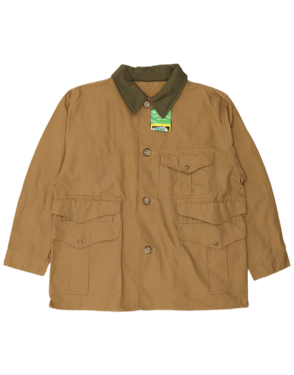 Vintage Herre Utility Jacket IT 54 2XL Khaki Bomuld