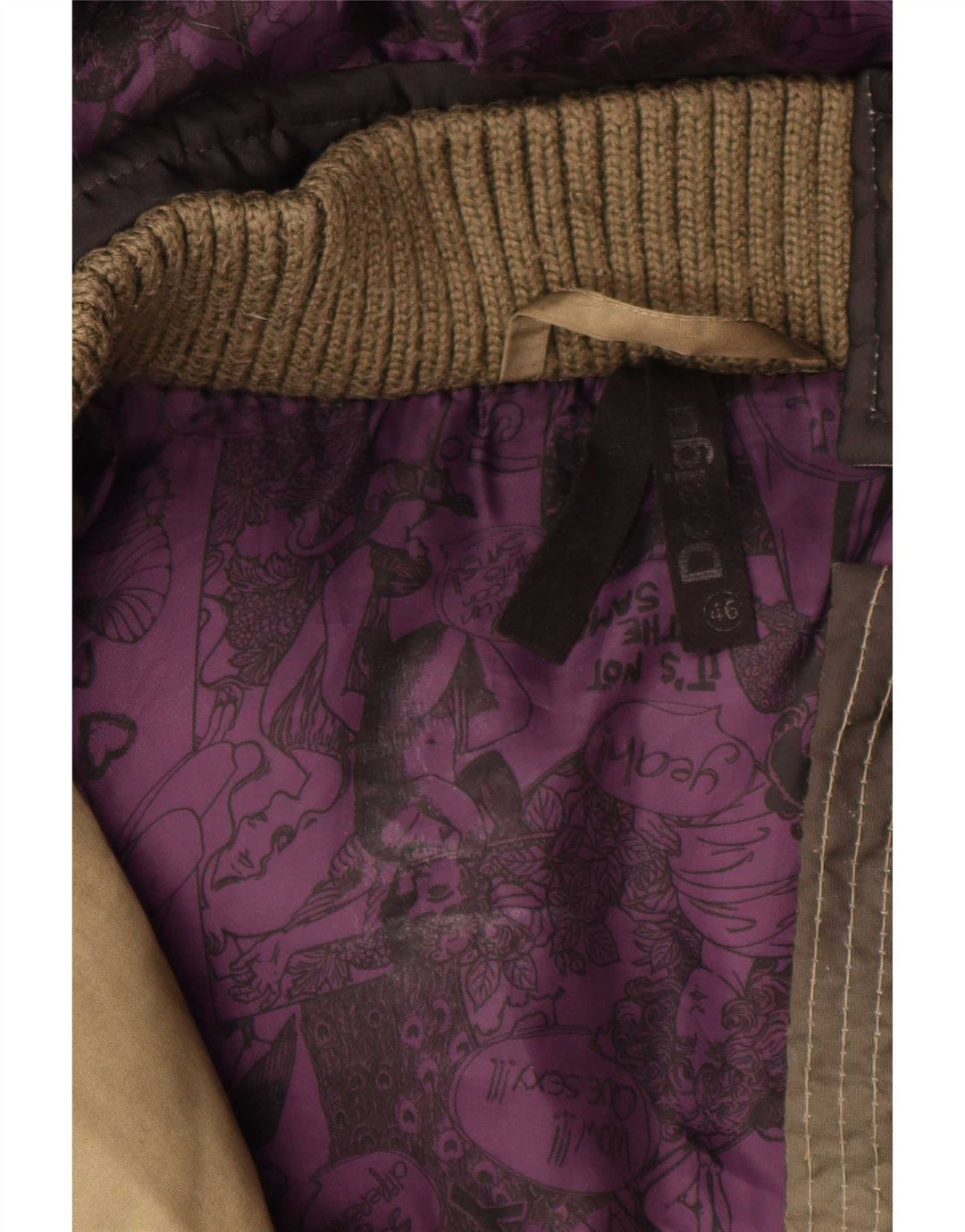 Desigual Dame Oversized grafisk polstret jakke EU 46 XL Flerfarvet