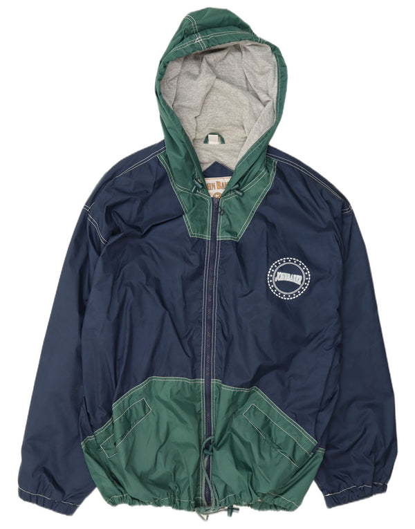 John Baner Regnjakke med hætte til mænd UK 46 3XL Navy Blue Colourblock