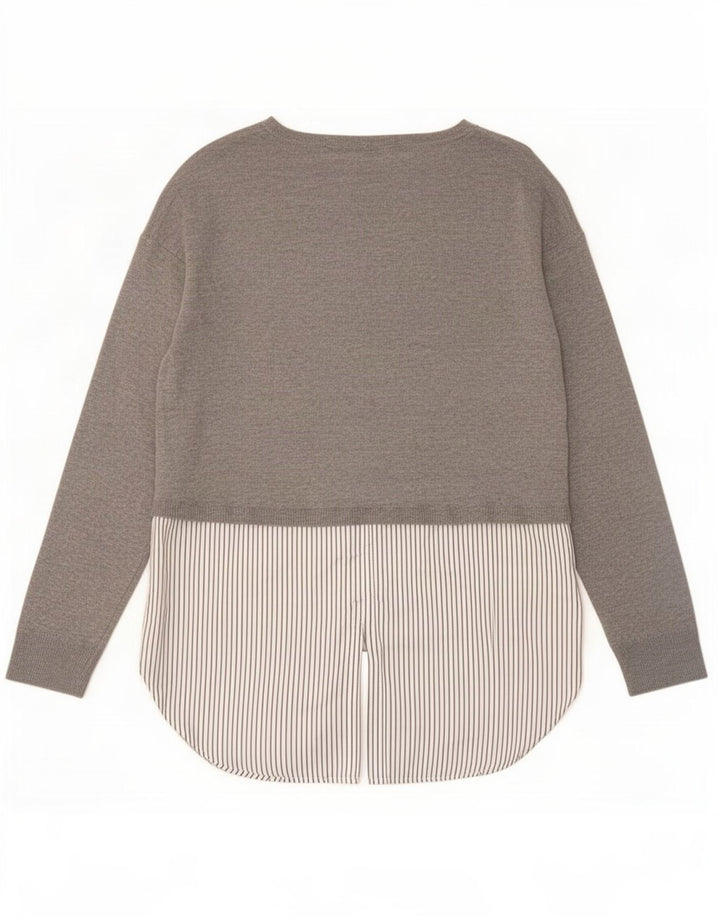 Zara Dame Langærmet Tunika Top UK 10 Small Grå Colourblock Polyester