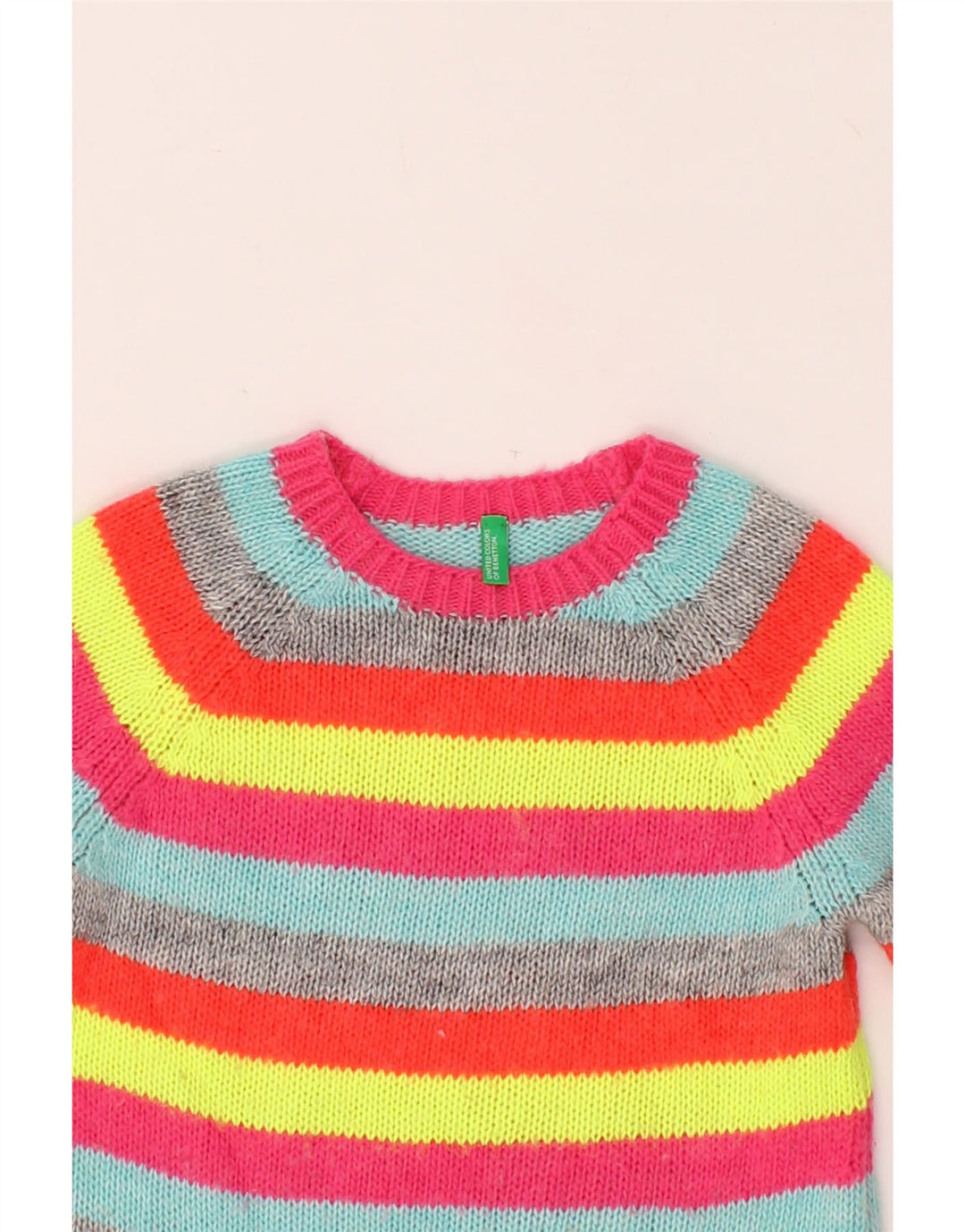 BENETTON Girls Long Sleeve Jumper Dress 7-8 Years Medium Multicoloured Vintage Benetton and Second-Hand Benetton from Messina Hembry 