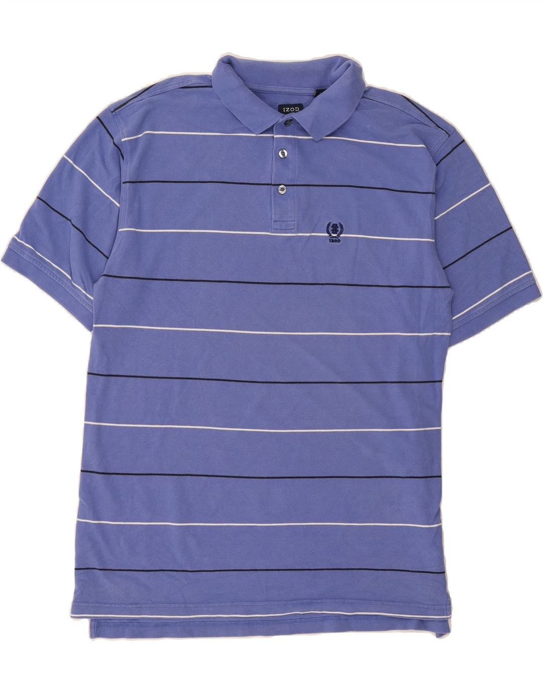 IZOD Mens Polo Shirt XL Blue Striped Cotton Vintage Izod and Second-Hand Izod from Messina Hembry 