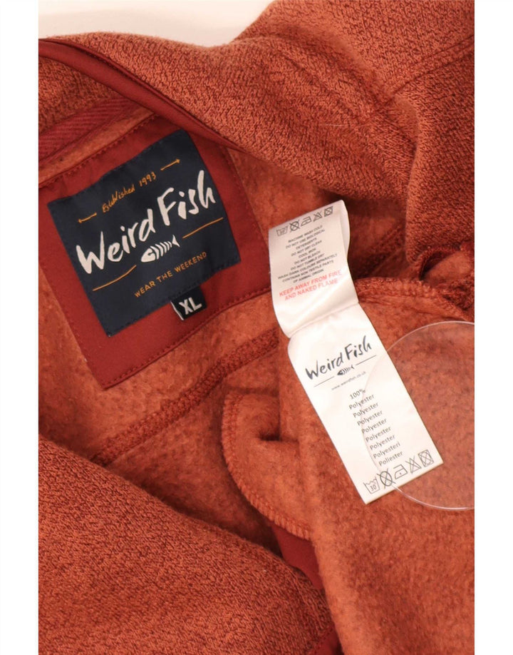 Weird Fish Herre Zip Neck Sweatshirt Jumper XL Brun Flecked Polyester