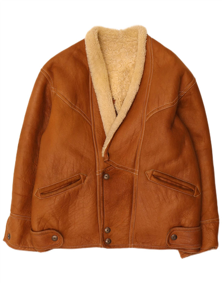 Vintage Herre Shearling Jacket UK 42 XL Brown Shearling