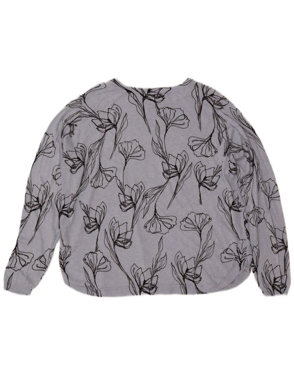 MARKS & SPENCER Dame Boat Neck Jumper Sweater UK 18 XL Blue Floral