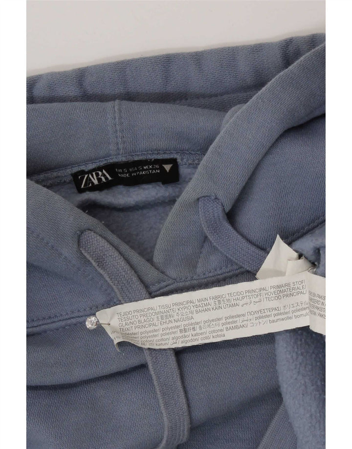 Zara Dame Oversized Hoodie Jumper UK 10 Small Blue Polyester