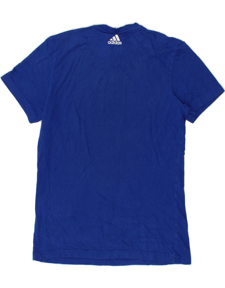 ADIDAS Mens Graphic T-Shirt Top Small Blue Cotton Vintage Adidas and Second-Hand Adidas from Messina Hembry 