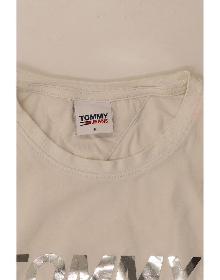 TOMMY HILFIGER Mens Graphic T-Shirt Top Small Off White Cotton