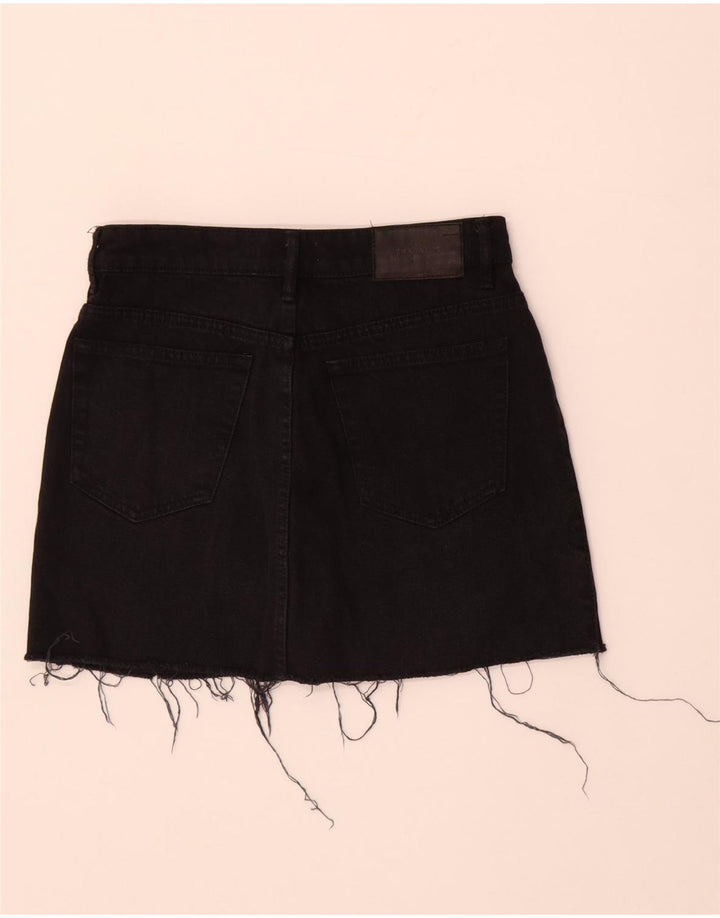 Zara Dame Denim Nederdel Small W26 Sort