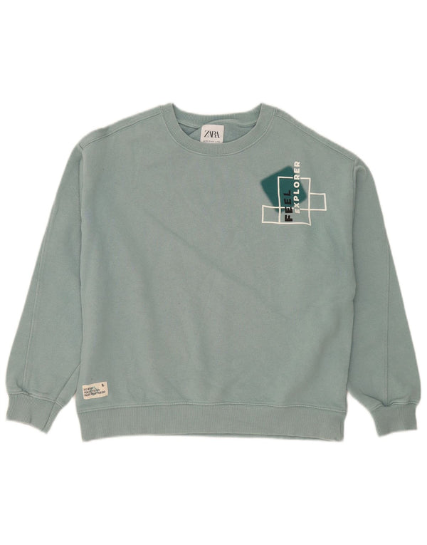Zara Drenge Grafisk Sweatshirt Trøje 13-14 År Blå Bomuld