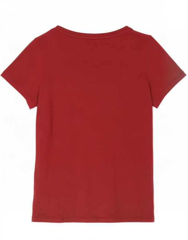 Fat Face Dame Grafisk T-Shirt Top UK 8 Small Bourgogne Bomuld