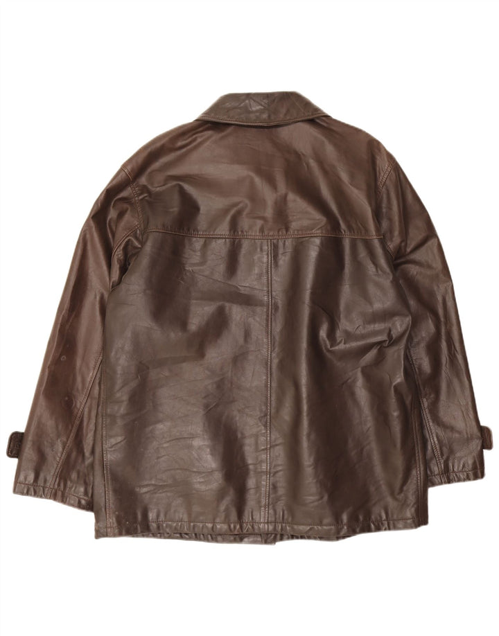 Vintage Herre Loose Fit Læderjakke IT 48 Medium Brun Læder
