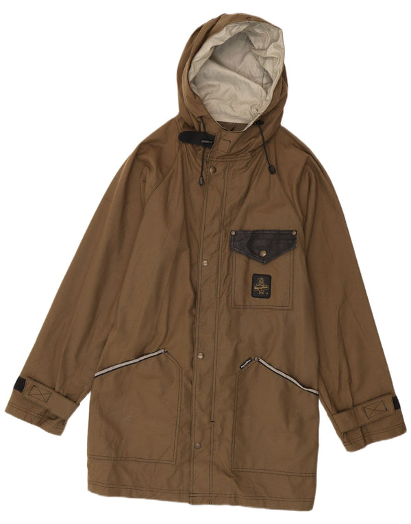 Refrigiwear Herre Hooded Parka Jacket UK 40 Large Khaki Cotton