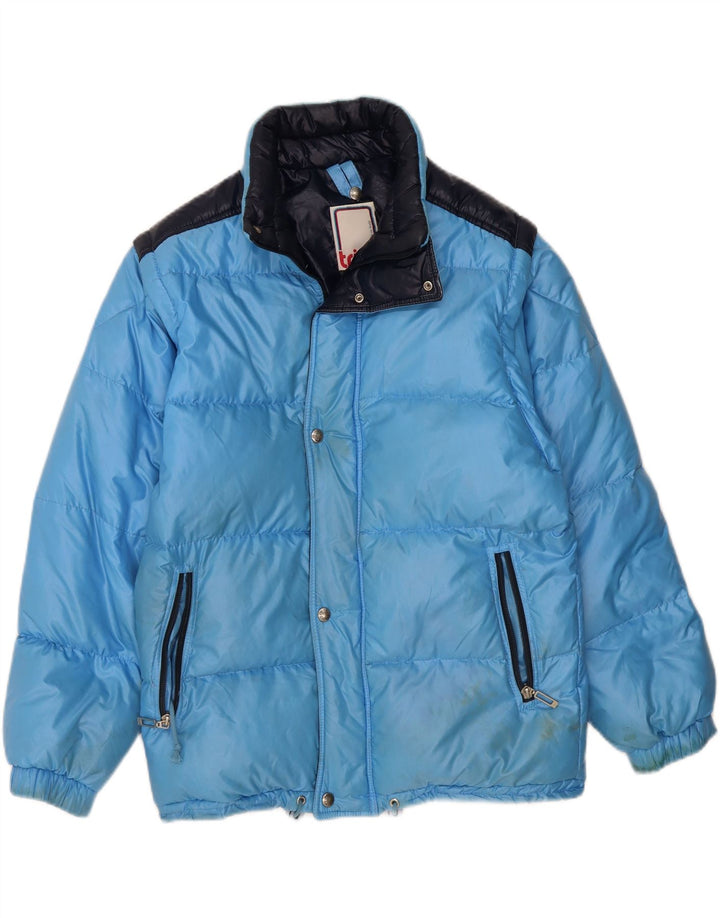 TRISSI Mens Padded Jacket IT 46 Large Blue Colourblock Nylon Vintage Trissi and Second-Hand Trissi from Messina Hembry 