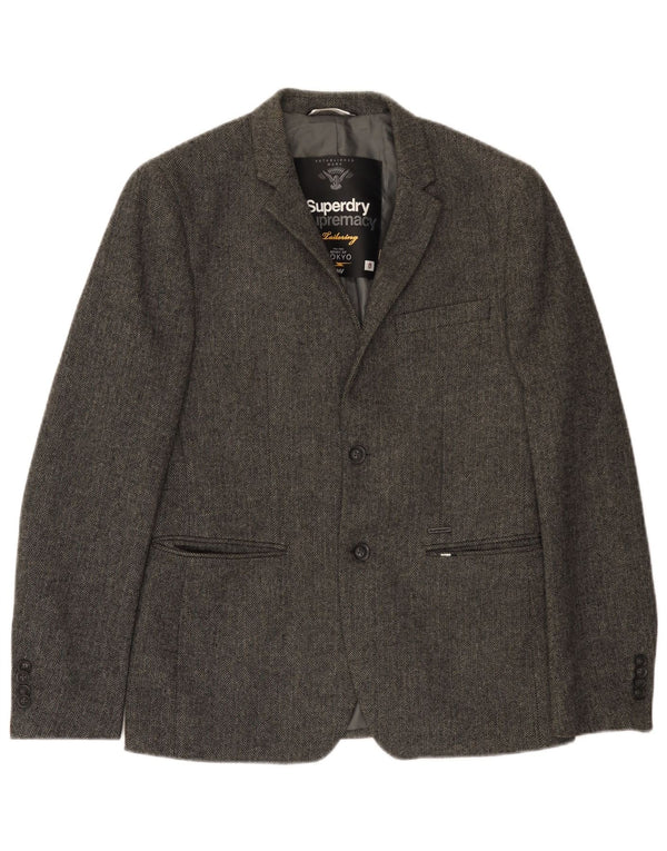 Superdry Herre 2-knaps blazerjakke UK 38 Medium Grey Herringbone