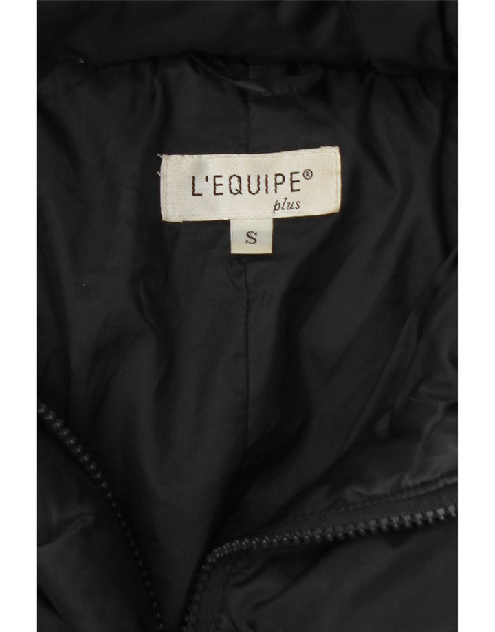 L'EQUIPE Dame hættepolstret frakke UK 10 Small Black