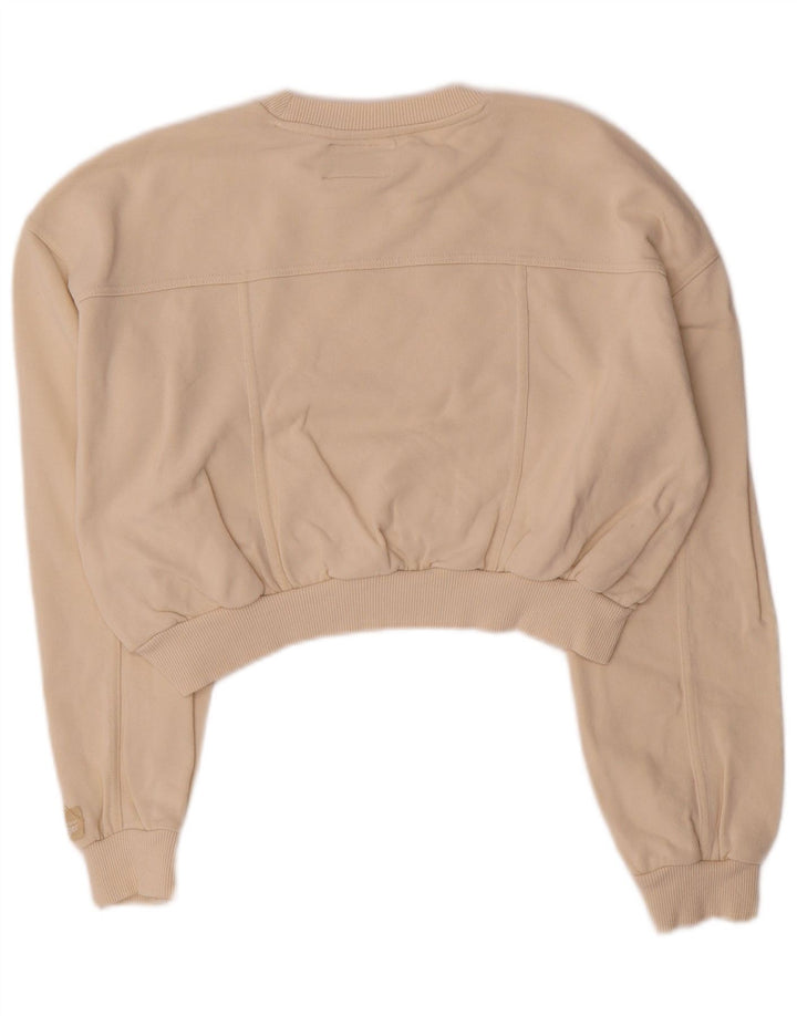 Wrangler Womens Crop Sweatshirt Jumper UK 14 Medium Beige Bomuld