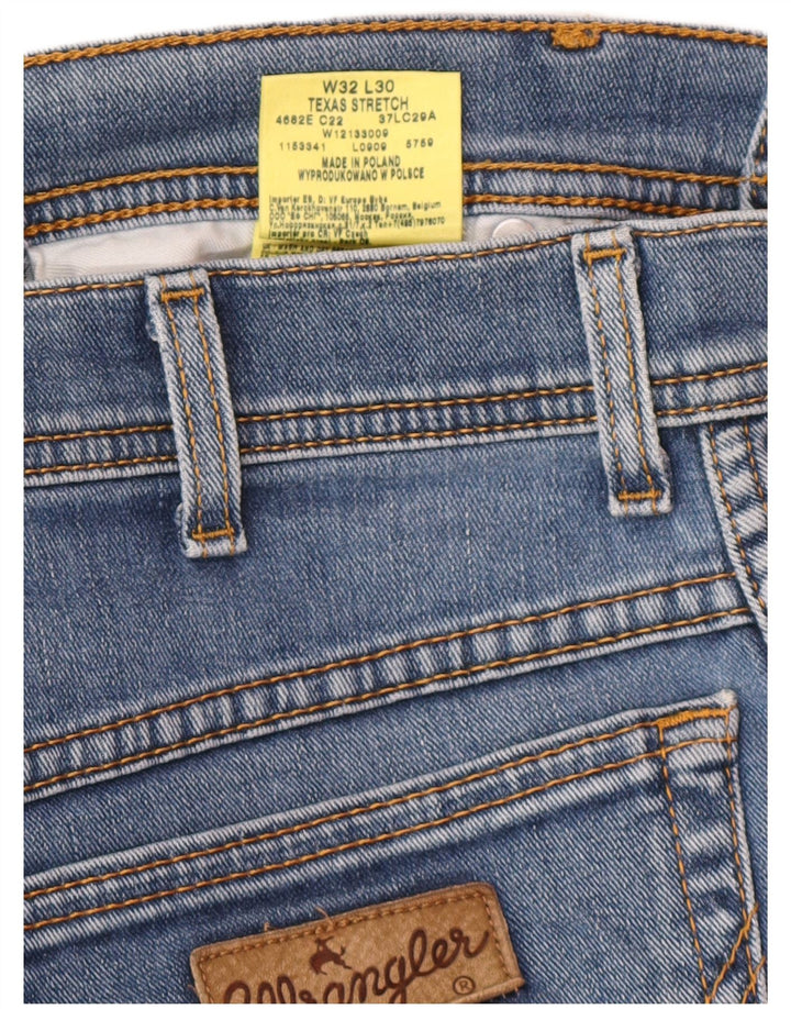 WRANGLER Herre Texas Stretch Straight Jeans W32 L30 Blå Bomuld