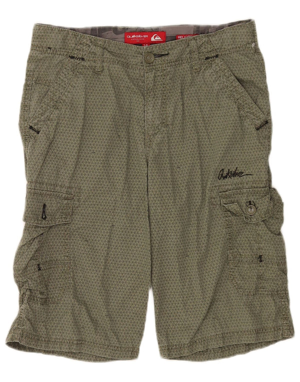Quiksilver drenge cargo shorts 13-14 år W28 Khaki geometrisk bomuld