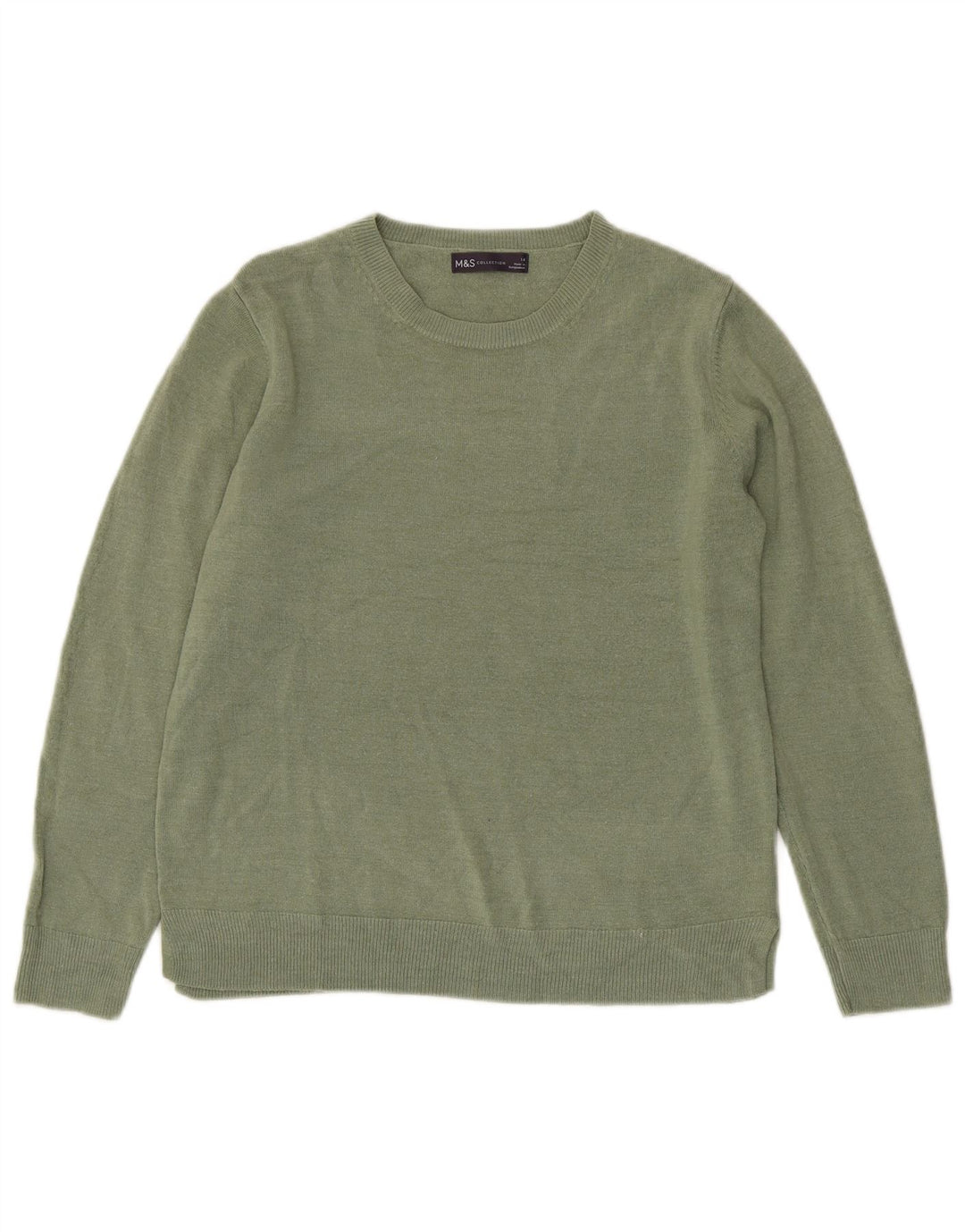 Marks & Spencer Dame Boat Neck Jumper Sweater UK 14 Medium Green