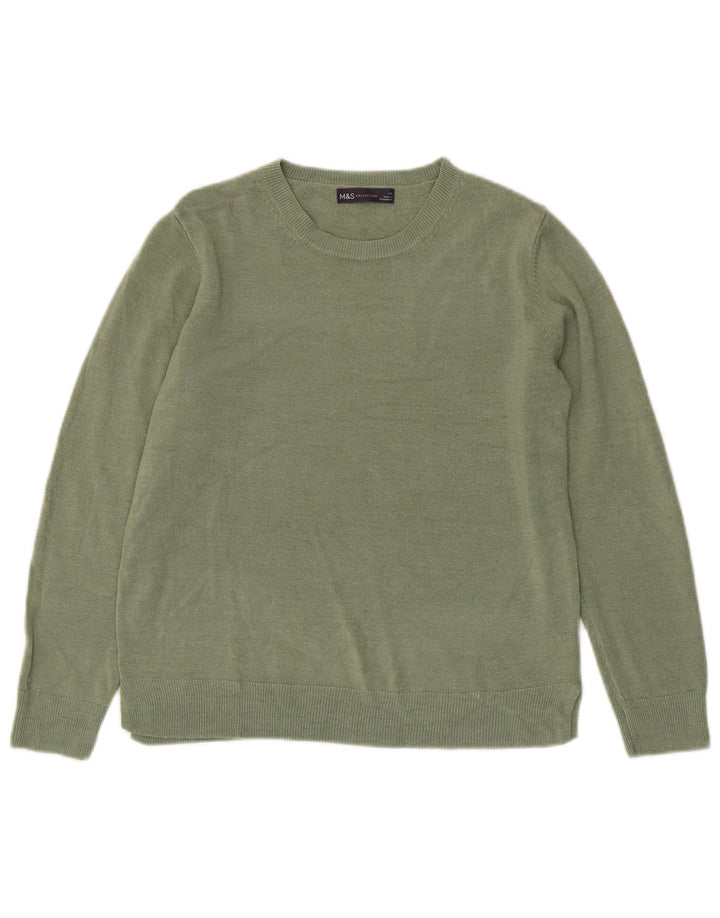 Marks & Spencer Dame Boat Neck Jumper Sweater UK 14 Medium Green