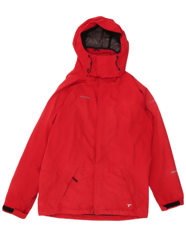 Columbia Regnjakke med hætte i titan til mænd UK 38 Medium Rød Polyester