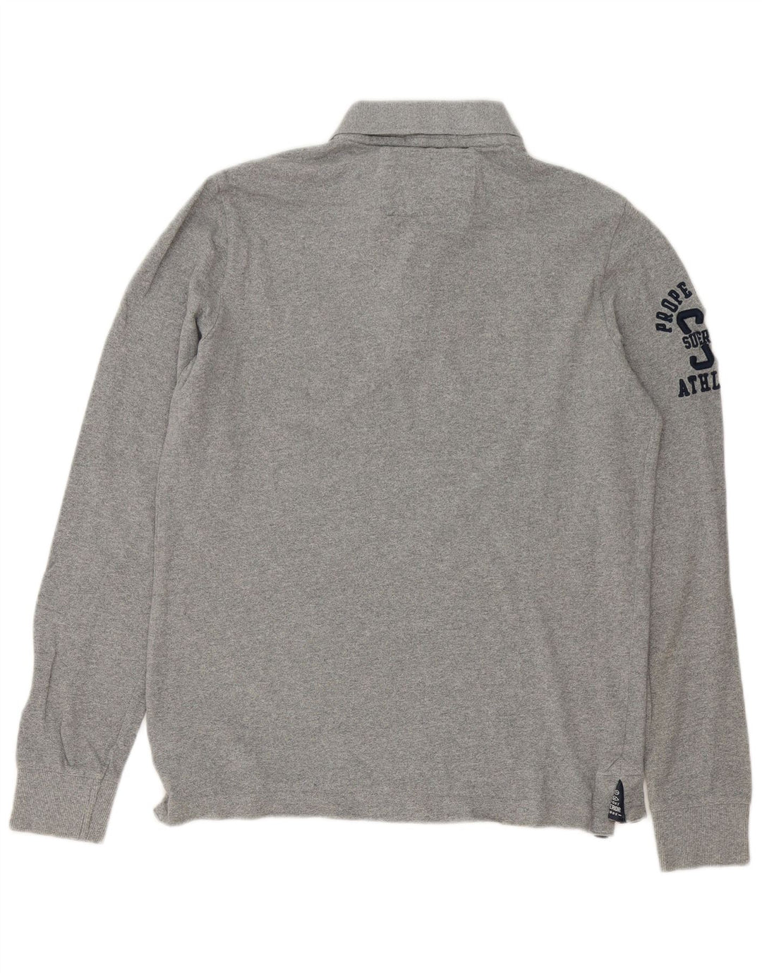 Superdry Herre grafisk langærmet poloshirt Stor grå bomuld