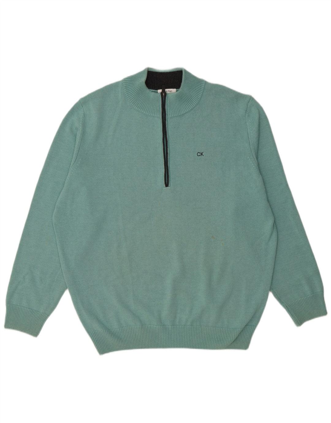 Calvin Klein Herre Zip Neck Jumper Sweater 2XL Blå Bomuld