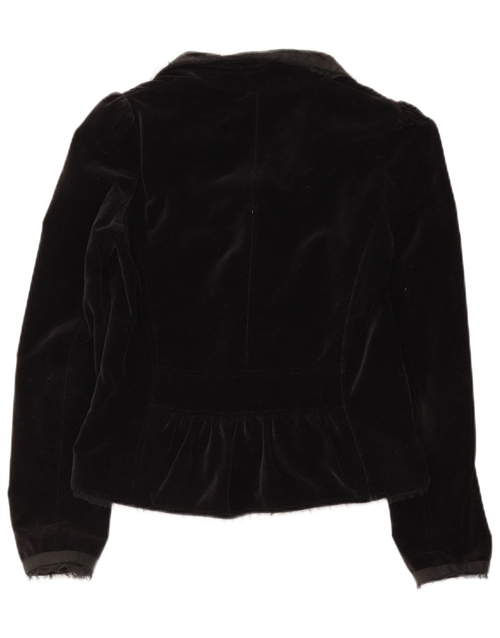 Whistles Dame Velvet 2 Button Blazer Jacket UK 8 Small Black Bomuld