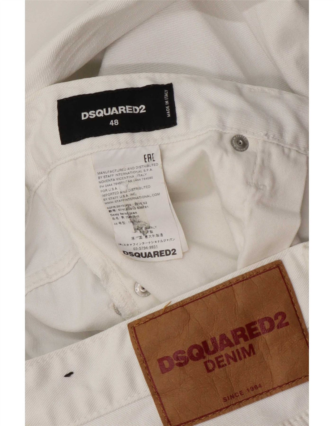 Dsquared2 Herre Distressed Slim Jeans W36 L28 Hvid Bomuld