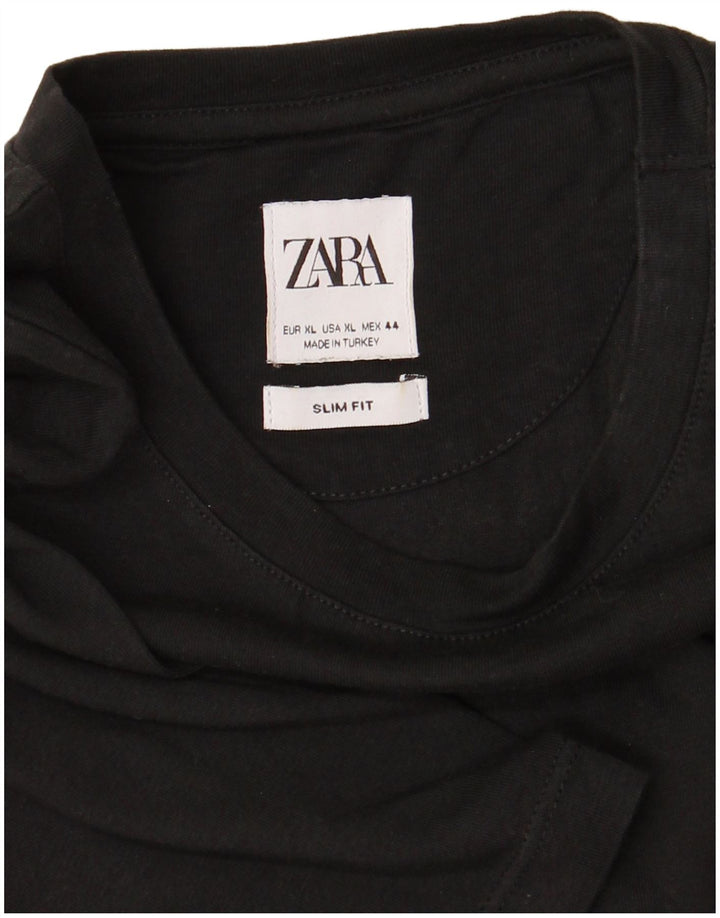 ZARA Herre Slim Fit T-Shirt Top XL Sort