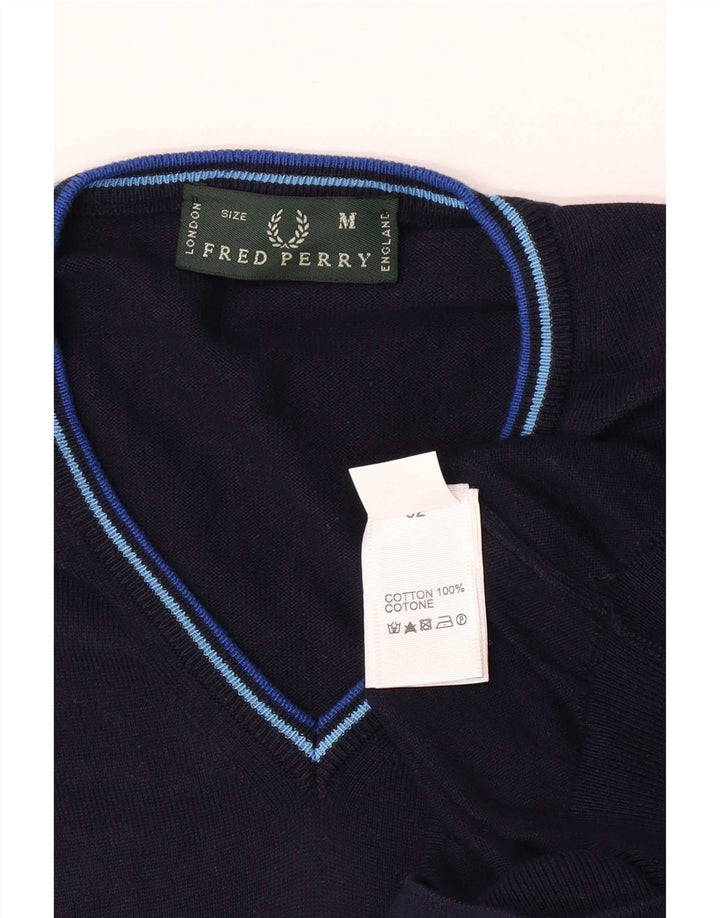 Fred Perry Herre V-hals sweater Medium marineblå bomuld